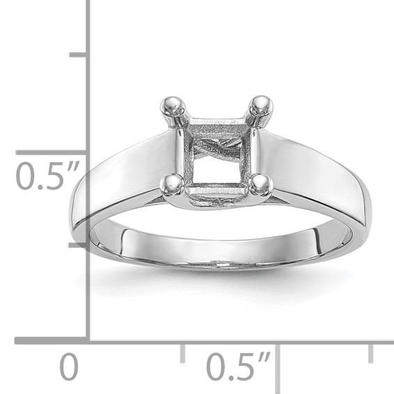 14k White Gold 1 carat (5.70mm) 4-Prong Square Princess Solitaire Engagement Ring Mounting