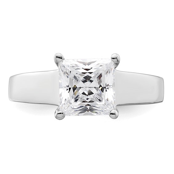 14k White Gold 1.5 carat (6.40mm) 4-Prong Square Princess Solitaire Engagement Ring Mounting