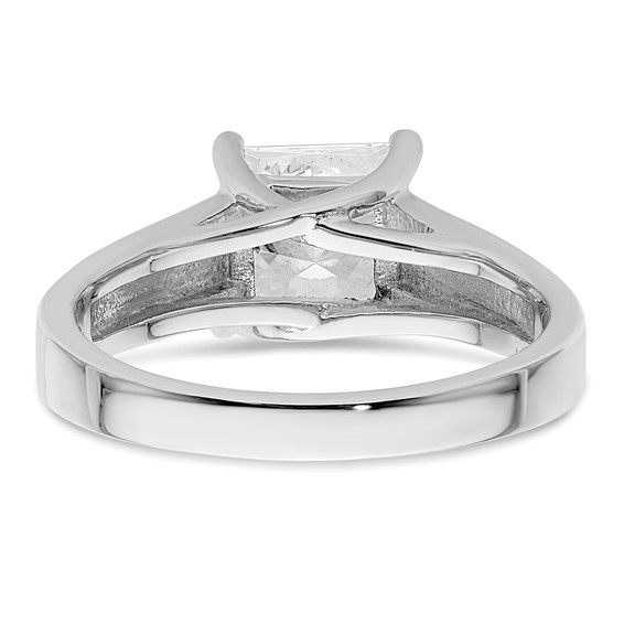14k White Gold 1.5 carat (6.40mm) 4-Prong Square Princess Solitaire Engagement Ring Mounting