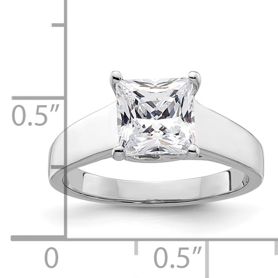 14k White Gold 1.5 carat (6.40mm) 4-Prong Square Princess Solitaire Engagement Ring Mounting