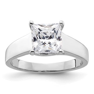14k White Gold 1.5 carat (6.40mm) 4-Prong Square Princess Solitaire Engagement Ring Mounting