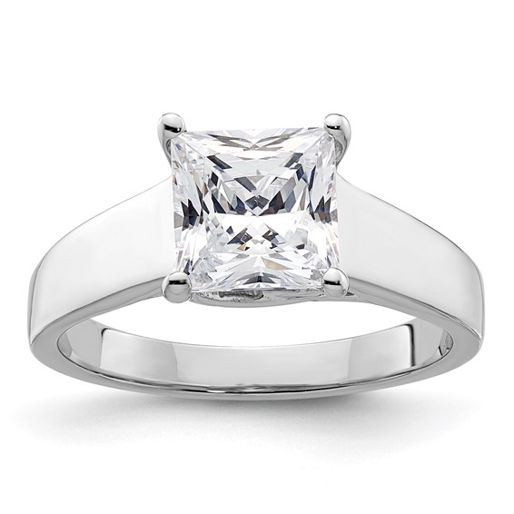 14k White Gold 1.5 carat (6.40mm) 4-Prong Square Princess Solitaire Engagement Ring Mounting