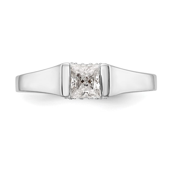 14k White Gold Square Solitaire Semi-mount Engagement Ring
