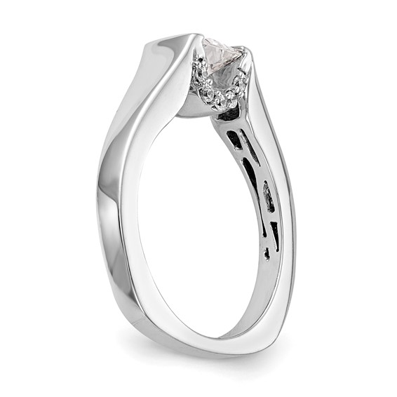 14k White Gold Square Solitaire Semi-mount Engagement Ring