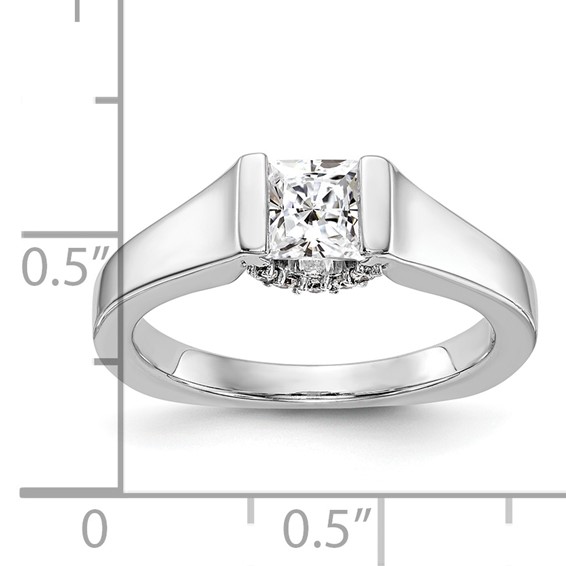 14k White Gold Square Solitaire Semi-mount Engagement Ring