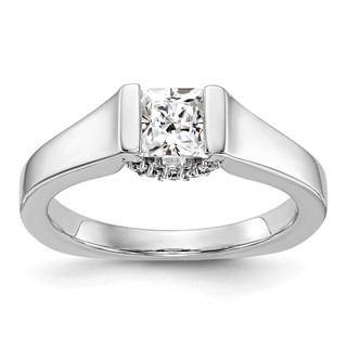 14k White Gold Square Solitaire Semi-mount Engagement Ring