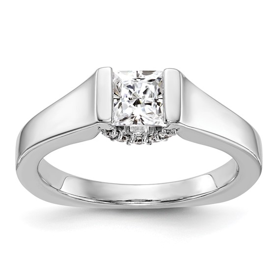 14k White Gold Square Solitaire Semi-mount Engagement Ring