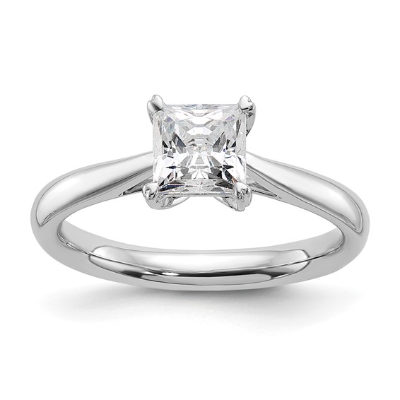14k White Gold 2 carat (7.00mm) 4-Prong Square Princess Solitaire Engagement Ring Mounting