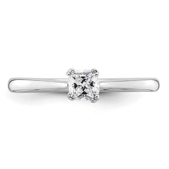 14k White Gold 1/3 carat (4.00mm) 4-Prong Cushion-cut Solitaire Engagement Ring Mounting