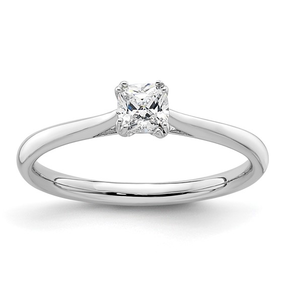 14k White Gold 1/3 carat (4.00mm) 4-Prong Cushion-cut Solitaire Engagement Ring Mounting