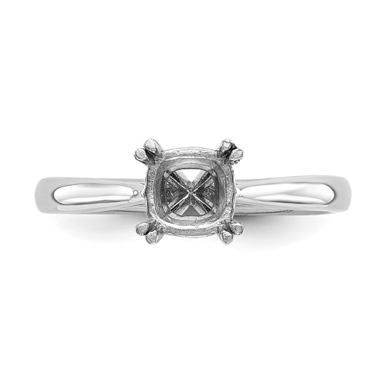 14k White Gold 3/4 carat (6.00mm) 4-Prong Cushion-cut Solitaire Engagement Ring Mounting