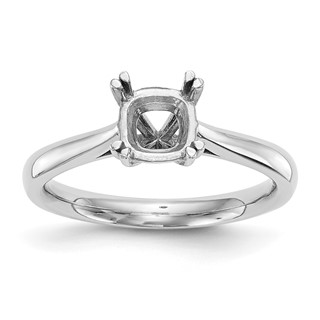 14k White Gold 3/4 carat (6.00mm) 4-Prong Cushion-cut Solitaire Engagement Ring Mounting