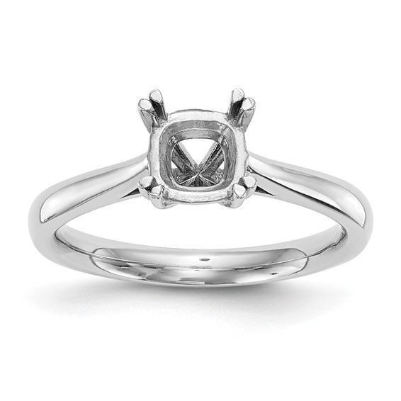 14k White Gold 3/4 carat (6.00mm) 4-Prong Cushion-cut Solitaire Engagement Ring Mounting