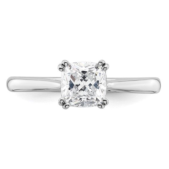 14k White Gold 1.25 carat (6.50mm) 4-Prong Cushion-cut Solitaire Engagement Ring Mounting