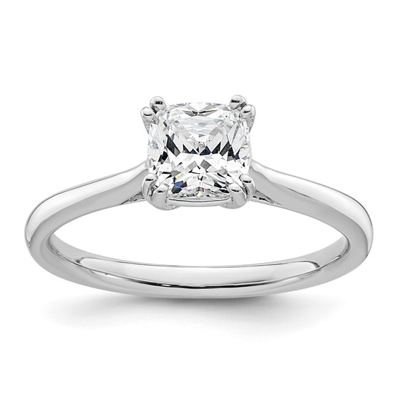 14k White Gold 1.25 carat (6.50mm) 4-Prong Cushion-cut Solitaire Engagement Ring Mounting