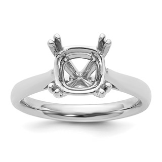 14k White Gold 2.5 carat (8.00mm) 4-Prong Cushion-cut Solitaire Engagement Ring Mounting