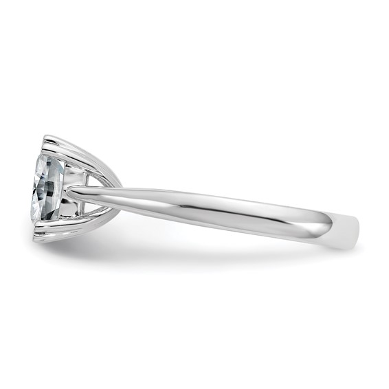 14kw 2.5ct 8.0mm D E F Pure Light Moissanite Cushion-cut Solitaire Eng. Rin