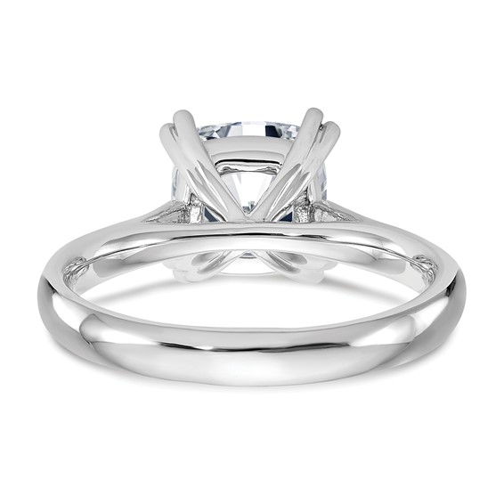 14kw 2.5ct 8.0mm D E F Pure Light Moissanite Cushion-cut Solitaire Eng. Rin