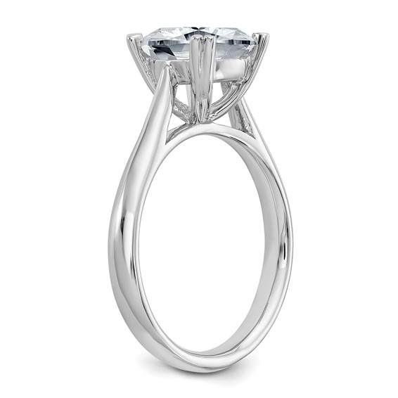 14kw 2.5ct 8.0mm D E F Pure Light Moissanite Cushion-cut Solitaire Eng. Rin