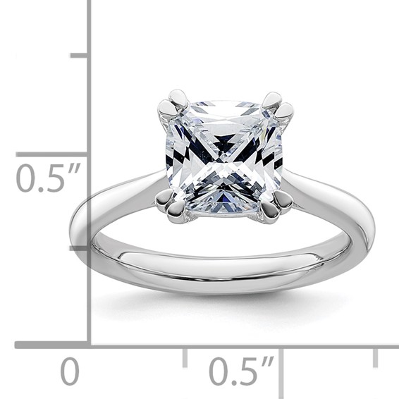 14kw 2.5ct 8.0mm D E F Pure Light Moissanite Cushion-cut Solitaire Eng. Rin