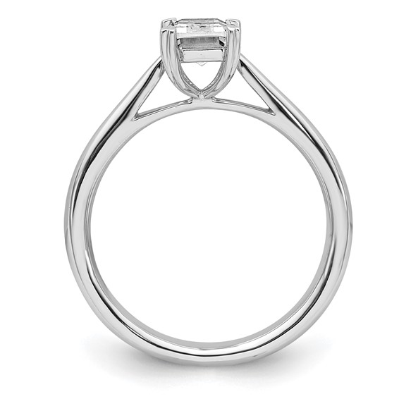 14k White Gold 3/4 carat (6.5x4.5mm) 4-Prong Emerald-cut Solitaire Engagement Ring Mounting