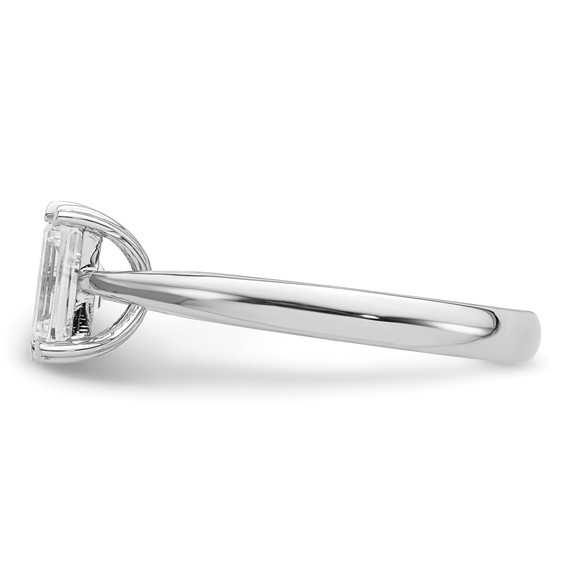 14k White Gold 3/4 carat (6.5x4.5mm) 4-Prong Emerald-cut Solitaire Engagement Ring Mounting