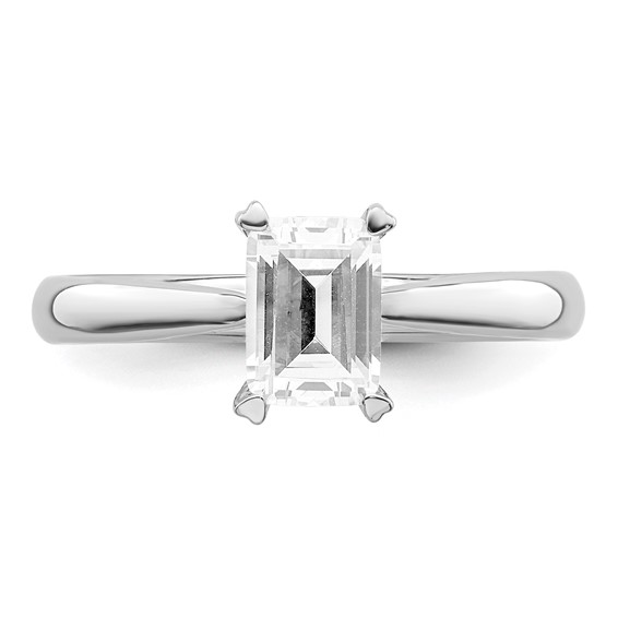 14k White Gold 3/4 carat (6.5x4.5mm) 4-Prong Emerald-cut Solitaire Engagement Ring Mounting