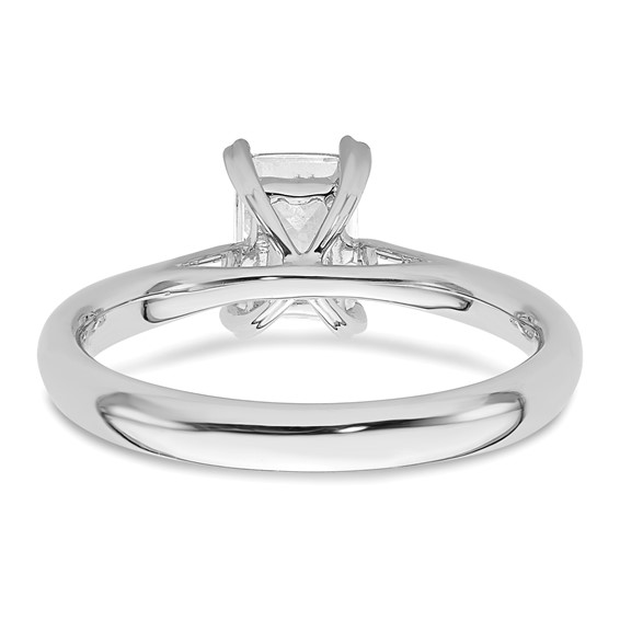 14k White Gold 3/4 carat (6.5x4.5mm) 4-Prong Emerald-cut Solitaire Engagement Ring Mounting