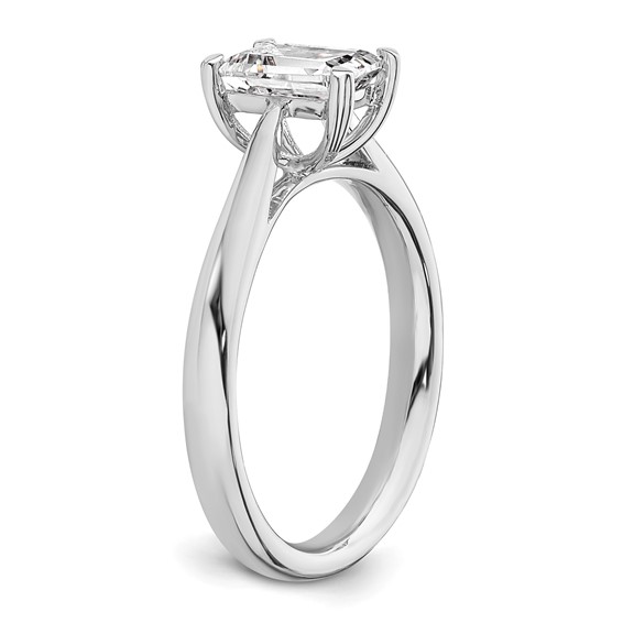 14k White Gold 3/4 carat (6.5x4.5mm) 4-Prong Emerald-cut Solitaire Engagement Ring Mounting