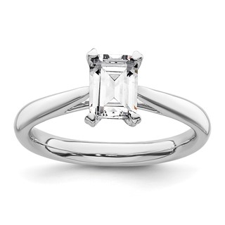 14k White Gold 3/4 carat (6.5x4.5mm) 4-Prong Emerald-cut Solitaire Engagement Ring Mounting