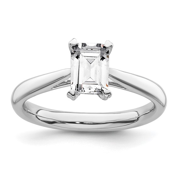 14k White Gold 3/4 carat (6.5x4.5mm) 4-Prong Emerald-cut Solitaire Engagement Ring Mounting