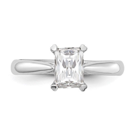14k White Gold 1 carat (7x5mm) 4-Prong Emerald-cut Solitaire Engagement Ring Mounting