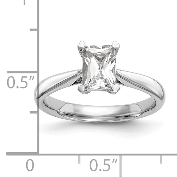 14k White Gold 1 carat (7x5mm) 4-Prong Emerald-cut Solitaire Engagement Ring Mounting