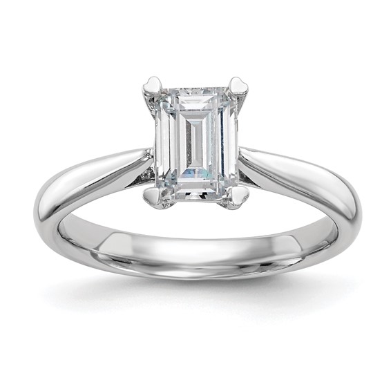 14k White Gold 1 carat (7x5mm) 4-Prong Emerald-cut Solitaire Engagement Ring Mounting