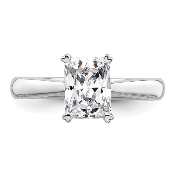 14k White Gold 1.25 carat (7.5x5.5mm) 4-Prong Emerald-cut Solitaire Engagement Ring Mounting
