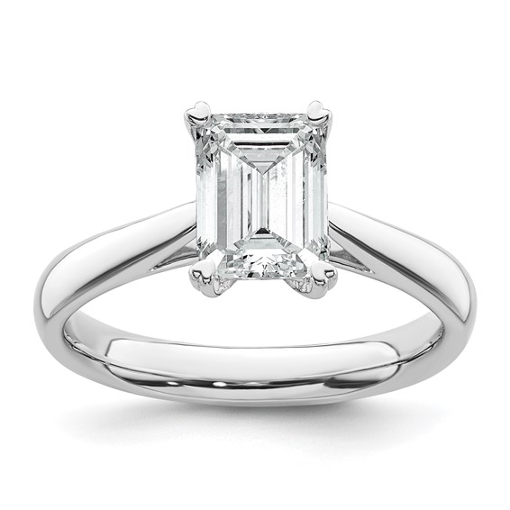 14k White Gold 1.25 carat (7.5x5.5mm) 4-Prong Emerald-cut Solitaire Engagement Ring Mounting
