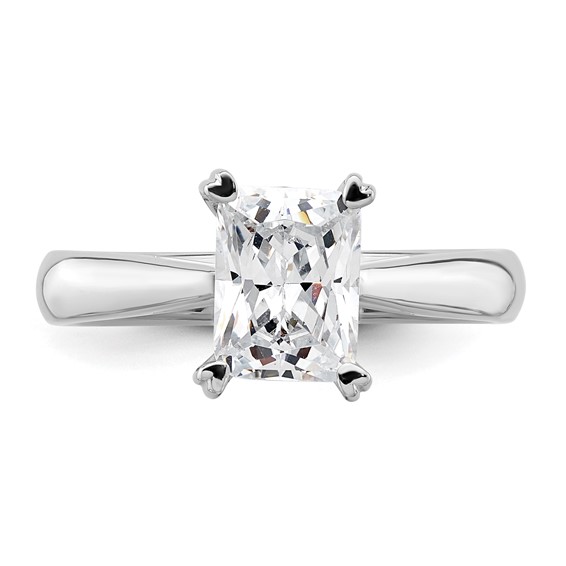 14k White Gold 1.5 carat (8x6mm) 4-Prong Emerald-cut Solitaire Engagement Ring Mounting