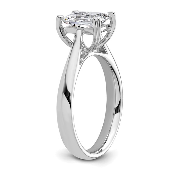 14k White Gold 1.5 carat (8x6mm) 4-Prong Emerald-cut Solitaire Engagement Ring Mounting