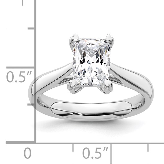 14k White Gold 1.5 carat (8x6mm) 4-Prong Emerald-cut Solitaire Engagement Ring Mounting