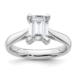 14k White Gold 1.5 carat (8x6mm) 4-Prong Emerald-cut Solitaire Engagement Ring Mounting