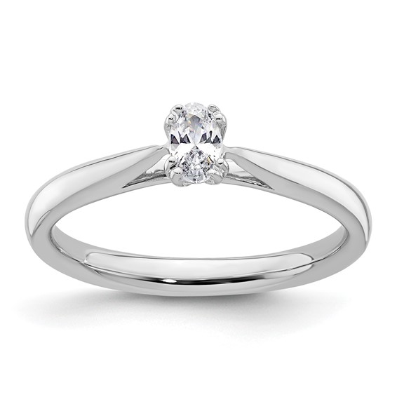 14k White Gold 1/3 carat (5.5x3.5mm) 4-Prong Oval Solitaire Engagement Ring Mounting