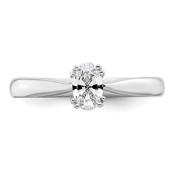 14k White Gold 1/2 carat (6x4mm) 4-Prong Oval Solitaire Engagement Ring Mounting