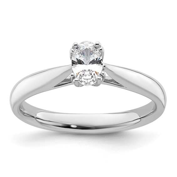 14k White Gold 1/2 carat (6x4mm) 4-Prong Oval Solitaire Engagement Ring Mounting