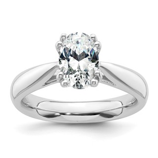 14kw 2ct. 9x7mm D E F Pure Light Moissanite Oval Solitaire Eng. Ring