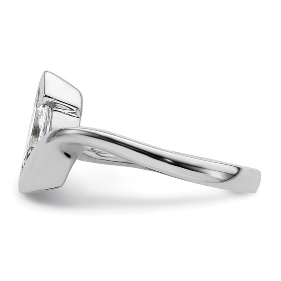 14k White Gold (Holds 3/4 carat (9.5x4.8mm) Marquise) Half-Bezel Bypass Solitaire Engagement Ring Mounting