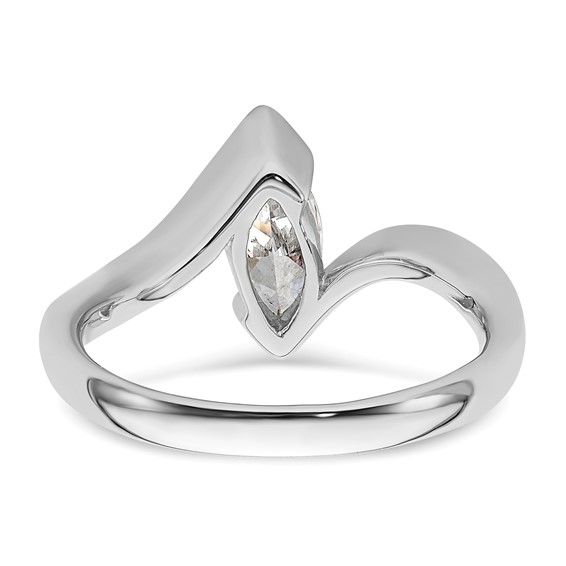 14k White Gold (Holds 3/4 carat (9.5x4.8mm) Marquise) Half-Bezel Bypass Solitaire Engagement Ring Mounting