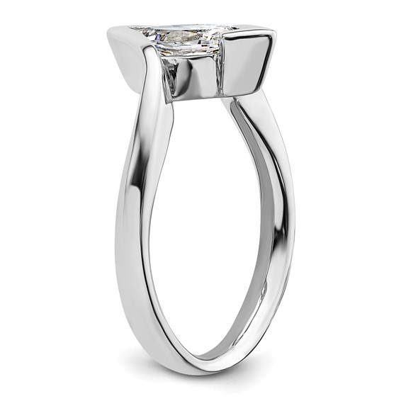 14k White Gold (Holds 3/4 carat (9.5x4.8mm) Marquise) Half-Bezel Bypass Solitaire Engagement Ring Mounting