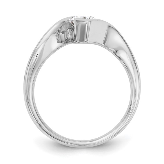 14k White Gold (Holds 1 carat (10x5mm) Marquise) Half-Bezel Bypass Solitaire Engagement Ring Mounting