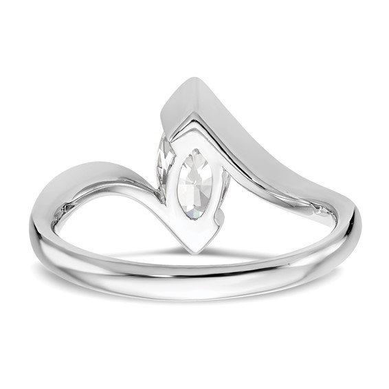 14k White Gold (Holds 1 carat (10x5mm) Marquise) Half-Bezel Bypass Solitaire Engagement Ring Mounting