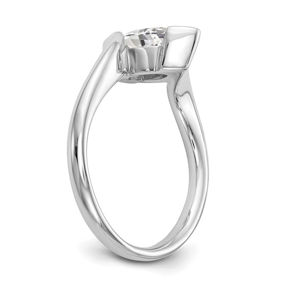 14k White Gold (Holds 1 carat (10x5mm) Marquise) Half-Bezel Bypass Solitaire Engagement Ring Mounting